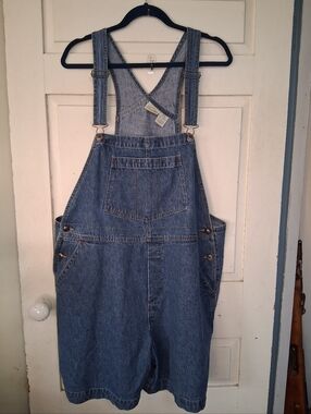 St. John's Bay Blue Denim Jean Bib Overall Shorts Women's Plus Size 20W Vintage